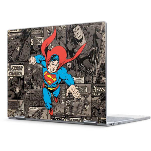 DC Comics Superman Vintage Action pose pattern Pixelbook Skin